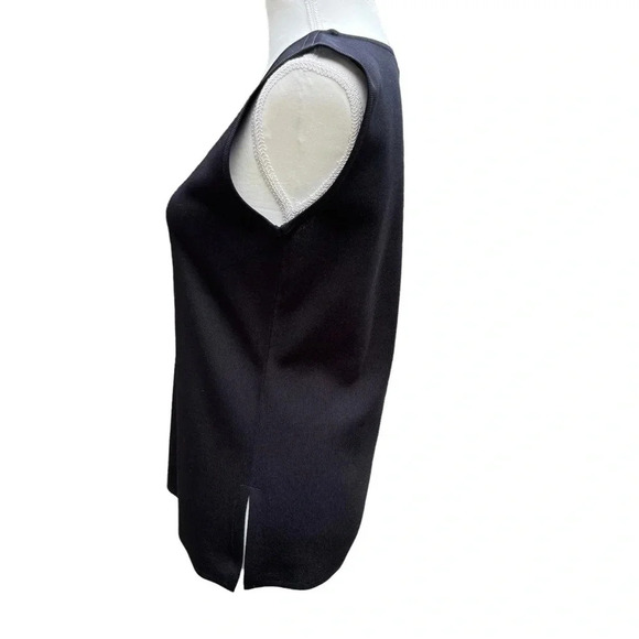 Exclusively Misook Black Acrylic Crew Neck Tank Top with Side Slits Size Small - Picture 7 of 15